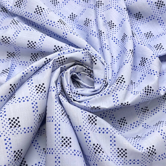 Jumping In The Pool - Cotton Blend Woven - Light Blue Multi Geometric - Bundles - True Deadstock fabric Fabric by private - Sustainable Textile | FABCYCLE