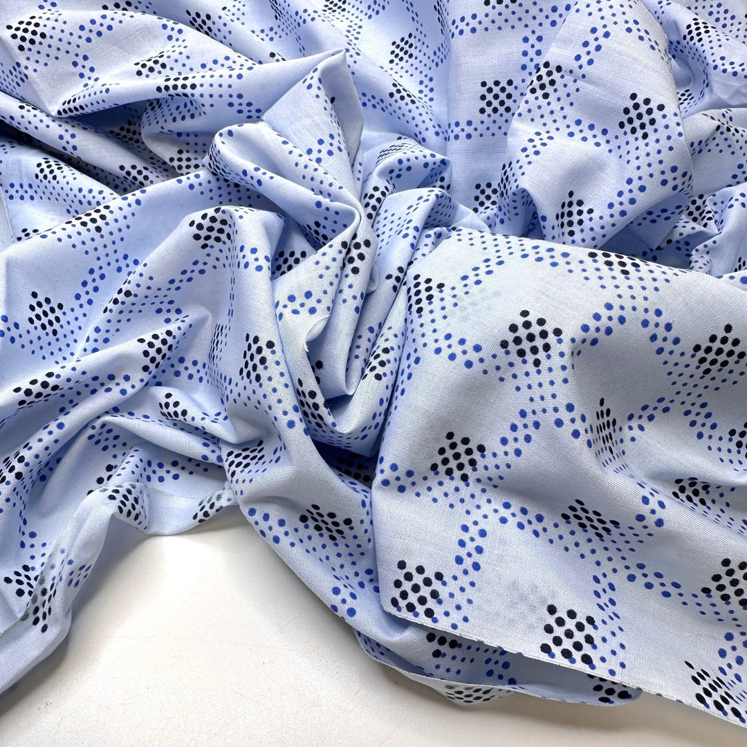 Jumping In The Pool - Cotton Blend Woven - Light Blue Multi Geometric - Bundles - True Deadstock fabric Fabric by private - Sustainable Textile | FABCYCLE