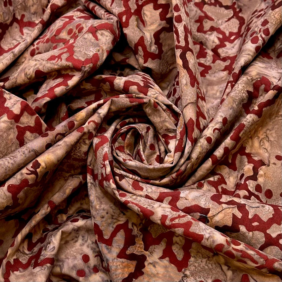 Jumping Into A Pile Of Leaves - Batik Cotton Woven - Burgundy/Brown Floral - 1.6M Bundle - True Deadstock fabric Fabric by private - Sustainable Textile | FABCYCLE