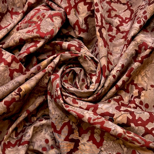 Jumping Into A Pile Of Leaves - Batik Cotton Woven - Burgundy/Brown Floral - 1.6M Bundle - True Deadstock fabric Fabric by private - Sustainable Textile | FABCYCLE