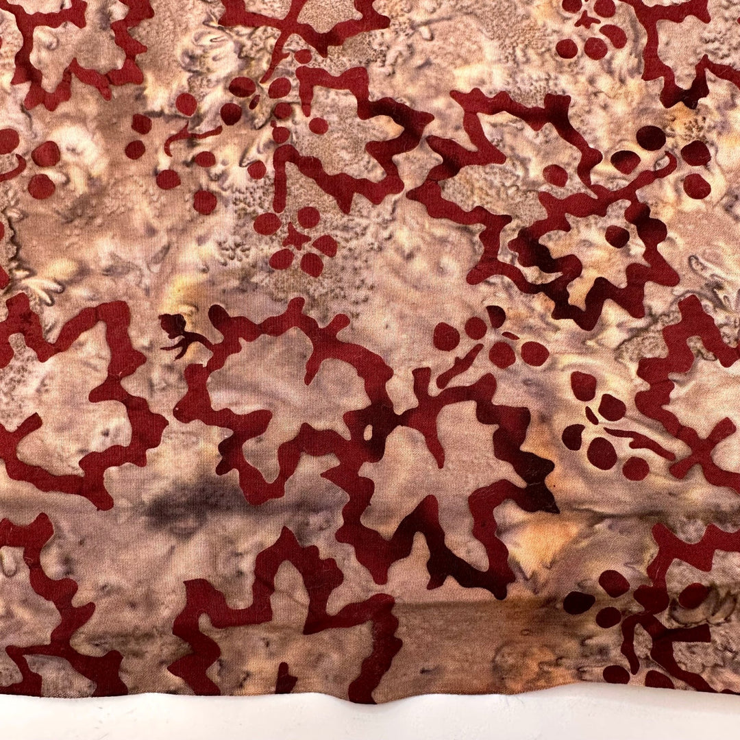 Jumping Into A Pile Of Leaves - Batik Cotton Woven - Burgundy/Brown Floral - 1.6M Bundle - True Deadstock fabric Fabric by private - Sustainable Textile | FABCYCLE