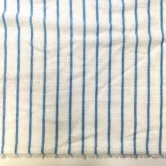 Just A Dash Of Blue - Polyester Blend Knit - Light White/Blue Pinstripe - 0.7M Bundle - True Deadstock fabric Fabric by private - Sustainable Textile | FABCYCLE
