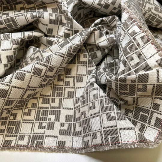 Just A Few Shades Of Grey - Polyester Blend Woven - Light Grey/White Geometric - Bundles - True Deadstock fabric Fabric by private - Sustainable Textile | FABCYCLE