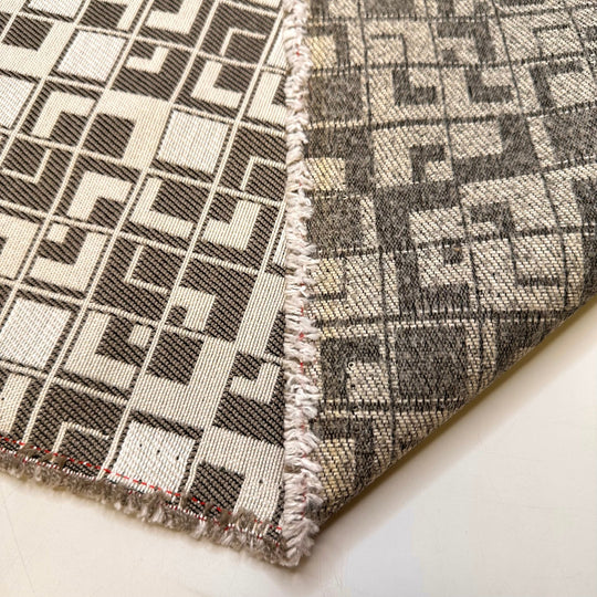 Just A Few Shades Of Grey - Polyester Blend Woven - Light Grey/White Geometric - Bundles - True Deadstock fabric Fabric by private - Sustainable Textile | FABCYCLE