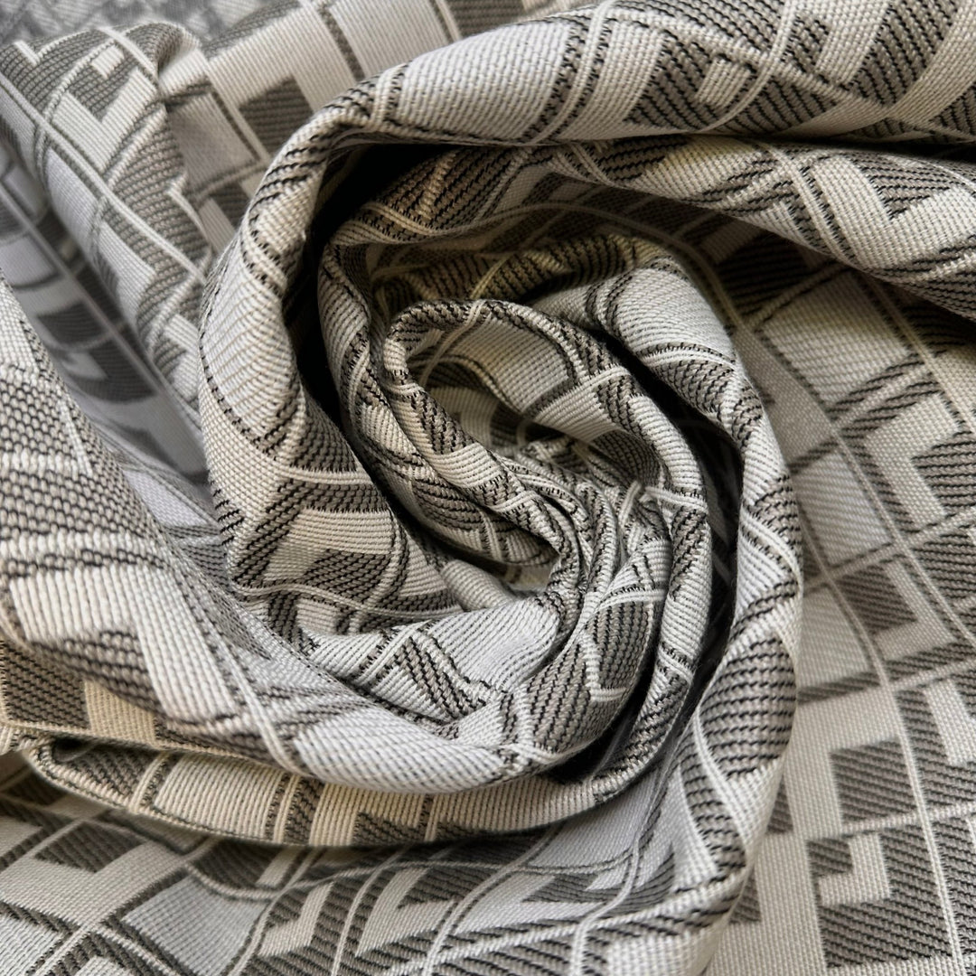 Just A Few Shades Of Grey - Polyester Blend Woven - Light Grey/White Geometric - Bundles - True Deadstock fabric Fabric by private - Sustainable Textile | FABCYCLE