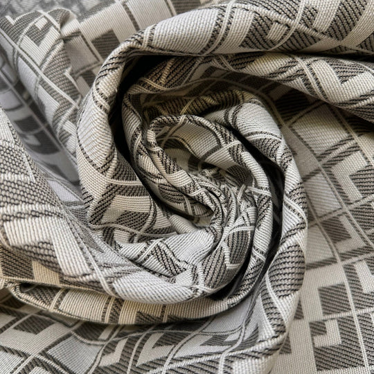 Just A Few Shades Of Grey - Polyester Blend Woven - Light Grey/White Geometric - Bundles - True Deadstock fabric Fabric by private - Sustainable Textile | FABCYCLE