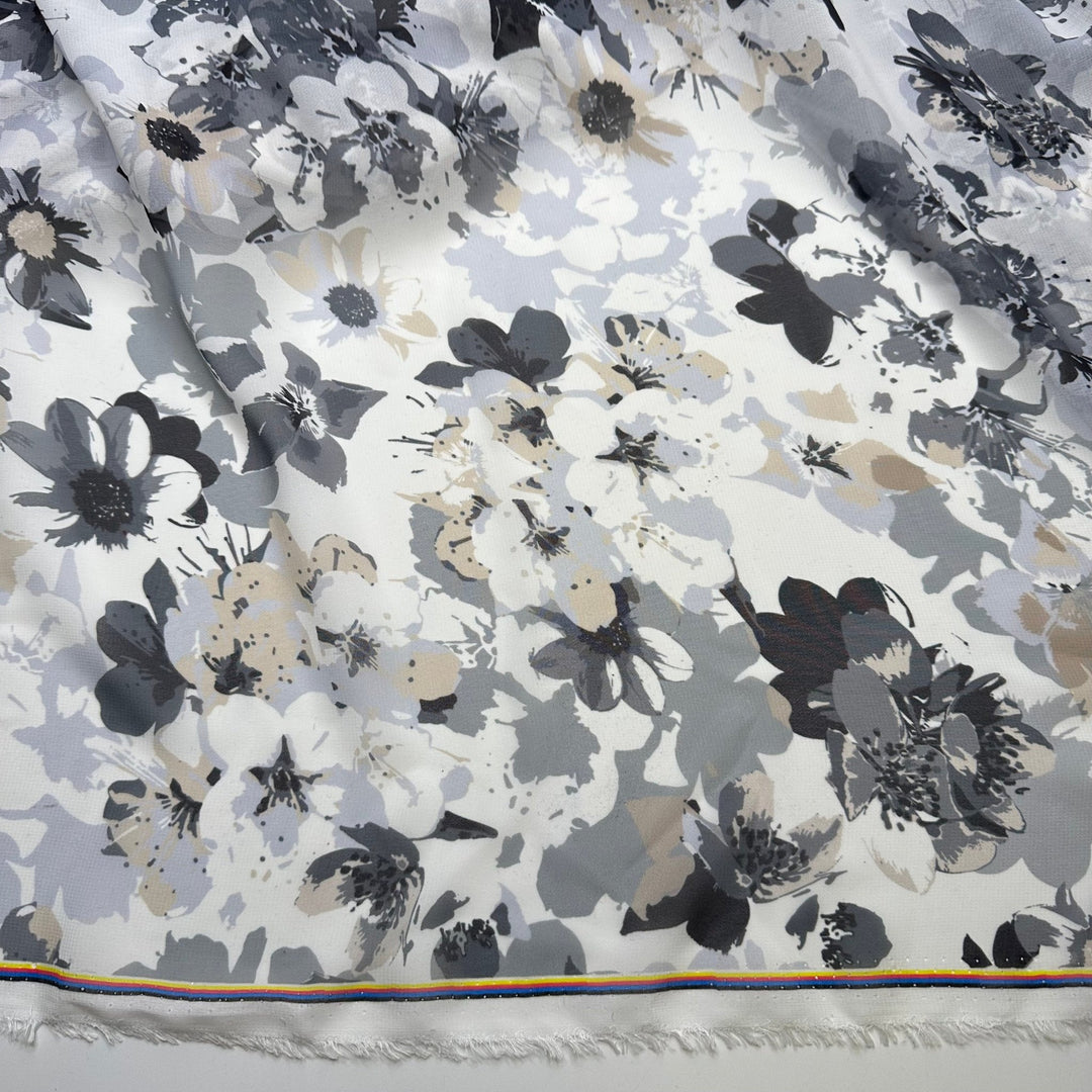 Just Like Mom Used To Make - Chiffon Polyester Blend Woven - Grey Multi Floral - Bundles - True Deadstock fabric Fabric by private - Sustainable Textile | FABCYCLE