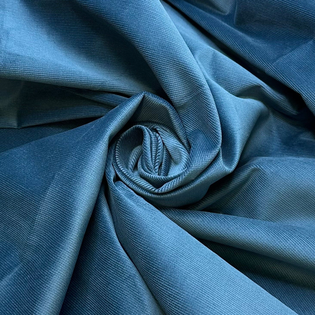 Just To Look At It - Corduroy Cotton Woven - Dark Teal Blue - 1M Bundle - True Deadstock fabric Fabric by private - Sustainable Textile | FABCYCLE