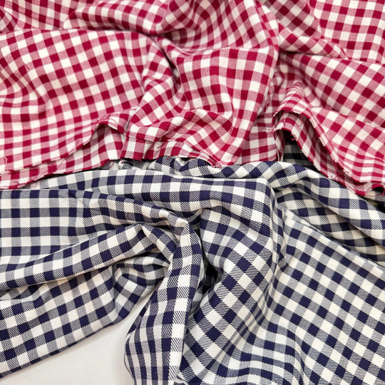 Just What I Need - Cotton Woven - Navy/Red Plaid - 2 Pack - True Deadstock fabric Fabric by private - Sustainable Textile | FABCYCLE