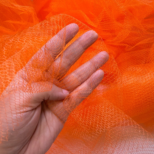 Keep Up Vitamin C - Tulle Poly Knit - Orange - 5.8M Bundle - True Deadstock fabric Fabric by private - Sustainable Textile | FABCYCLE