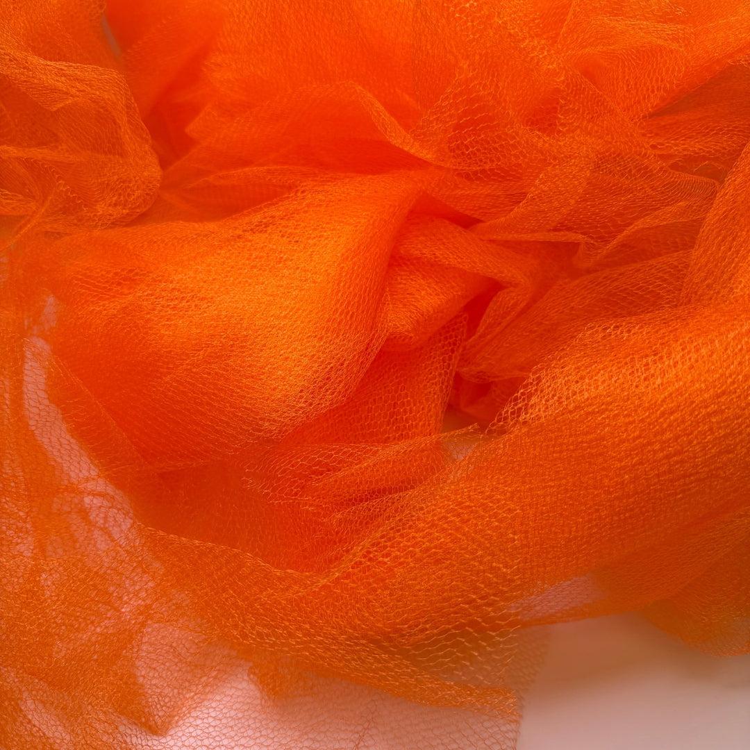 Keep Up Vitamin C - Tulle Poly Knit - Orange - 5.8M Bundle - True Deadstock fabric Fabric by private - Sustainable Textile | FABCYCLE
