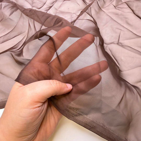 Keeping My Stash Moth Free - Chiffon Poly Woven - Brown - Bundles - True Deadstock fabric Fabric by private - Sustainable Textile | FABCYCLE