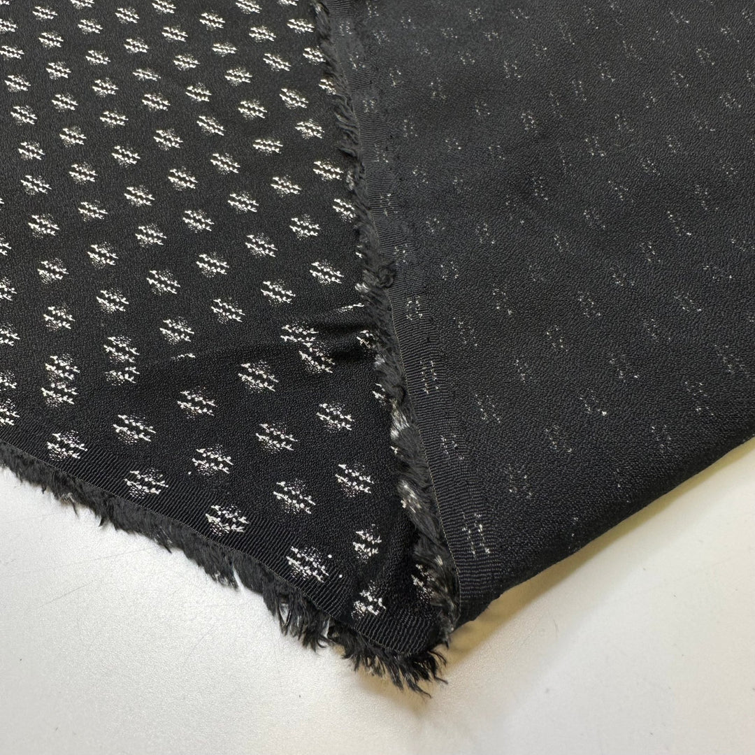 Keeping Tally - Crepe Rayon Woven - Black/White Geometric - 4M Bundle - True Deadstock fabric Fabric by private - Sustainable Textile | FABCYCLE