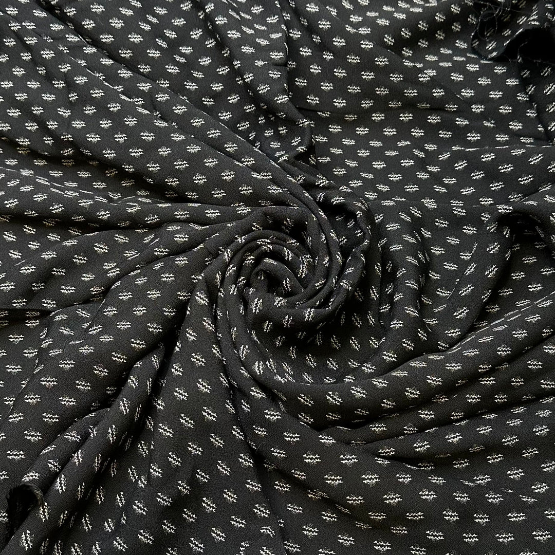 Keeping Tally - Crepe Rayon Woven - Black/White Geometric - 4M Bundle - True Deadstock fabric Fabric by private - Sustainable Textile | FABCYCLE
