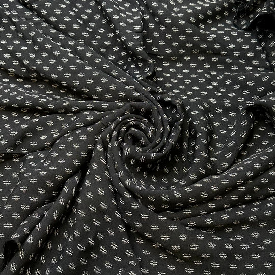 Keeping Tally - Crepe Rayon Woven - Black/White Geometric - 4M Bundle - True Deadstock fabric Fabric by private - Sustainable Textile | FABCYCLE