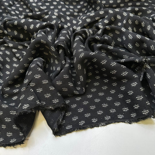 Keeping Tally - Crepe Rayon Woven - Black/White Geometric - 4M Bundle - True Deadstock fabric Fabric by private - Sustainable Textile | FABCYCLE