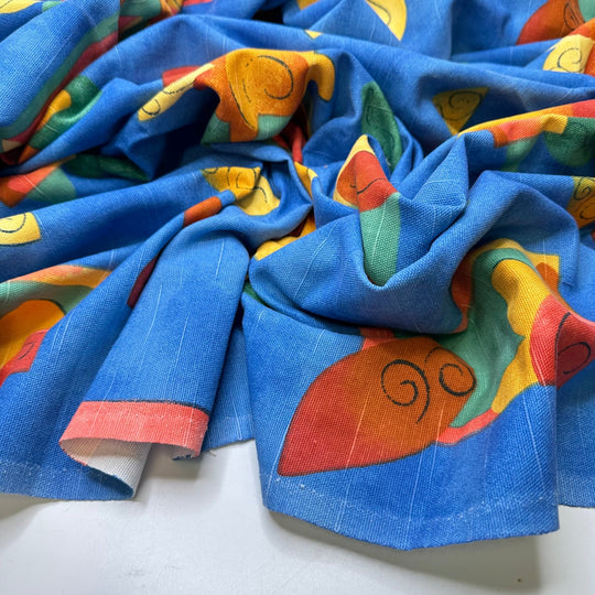 Kids Room - Basket Weave Cotton Woven - Blue Multi Geometric - 1.55M Bundle - True Deadstock fabric Fabric by private - Sustainable Textile | FABCYCLE