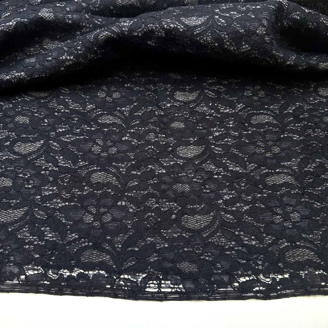 Killer Coat - Lace With Wool Backing Wool Blend Knit - Grey/Black Floral - 1.9M Bundle - True Deadstock fabric Fabric by private - Sustainable Textile | FABCYCLE