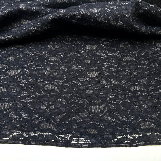 Killer Coat - Lace With Wool Backing Wool Blend Knit - Grey/Black Floral - 1.9M Bundle - True Deadstock fabric Fabric by private - Sustainable Textile | FABCYCLE