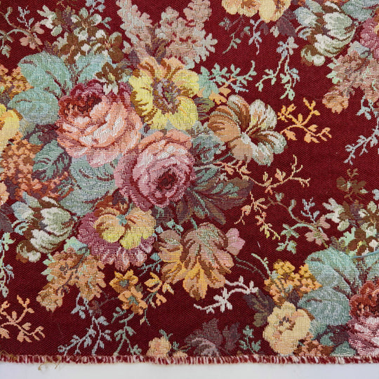 King Cake - Polyester Blend Woven - Burgundy Multi Floral - 2.6M Bundle - True Deadstock fabric Fabric by private - Sustainable Textile | FABCYCLE