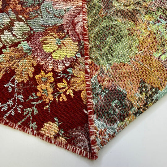 King Cake - Polyester Blend Woven - Burgundy Multi Floral - 2.6M Bundle - True Deadstock fabric Fabric by private - Sustainable Textile | FABCYCLE