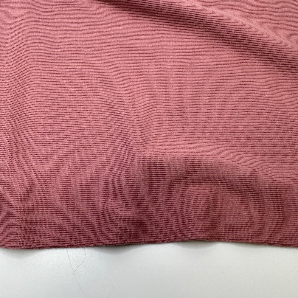 Kisses - Tubular Rib Knit Organic Cotton/Spandex Knit - Dusty Rose Pink - 2.7M Bundle - True Deadstock fabric Fabric by private - Sustainable Textile | FABCYCLE
