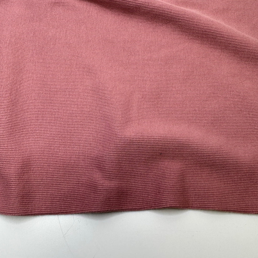 Kisses - Tubular Rib Knit Organic Cotton/Spandex Knit - Dusty Rose Pink - 2.7M Bundle - True Deadstock fabric Fabric by private - Sustainable Textile | FABCYCLE