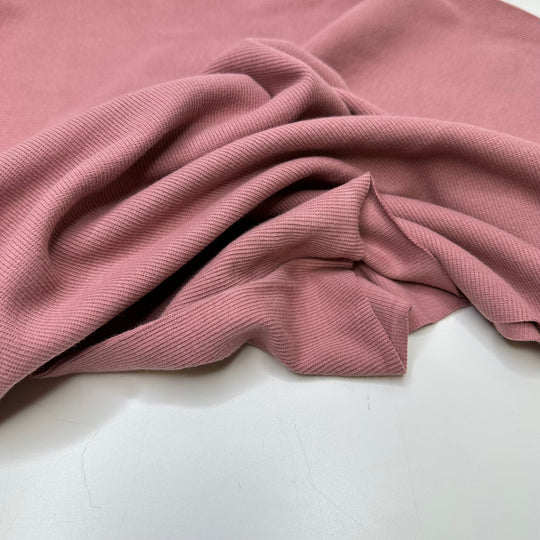 Kisses - Tubular Rib Knit Organic Cotton/Spandex Knit - Dusty Rose Pink - 2.7M Bundle - True Deadstock fabric Fabric by private - Sustainable Textile | FABCYCLE