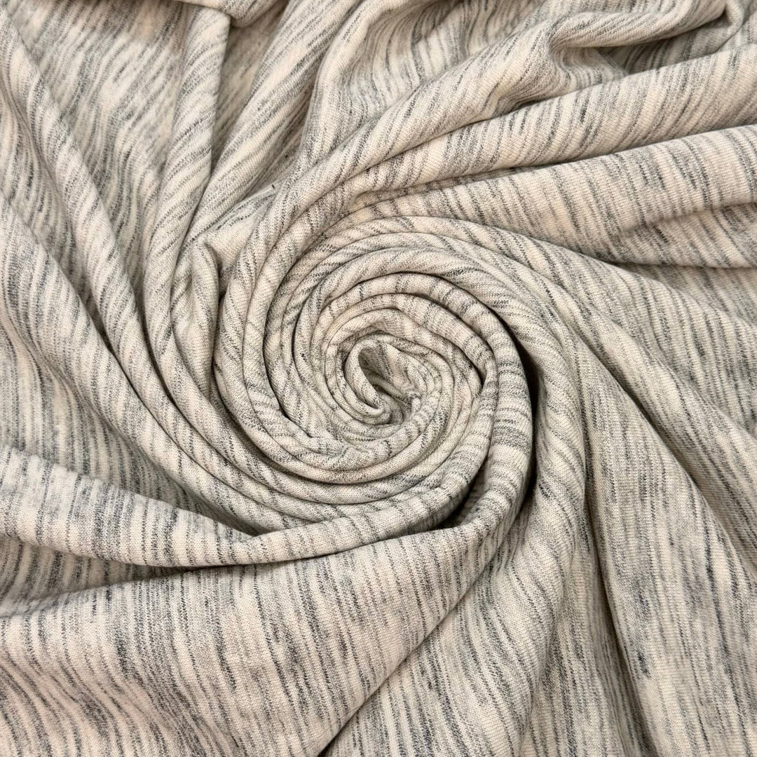Knit Hacks - Jersey Fleece Organic Cotton/Poly Knit - Cream/Grey Abstract - 1M Bundle - True Deadstock fabric Fabric by private - Sustainable Textile | FABCYCLE