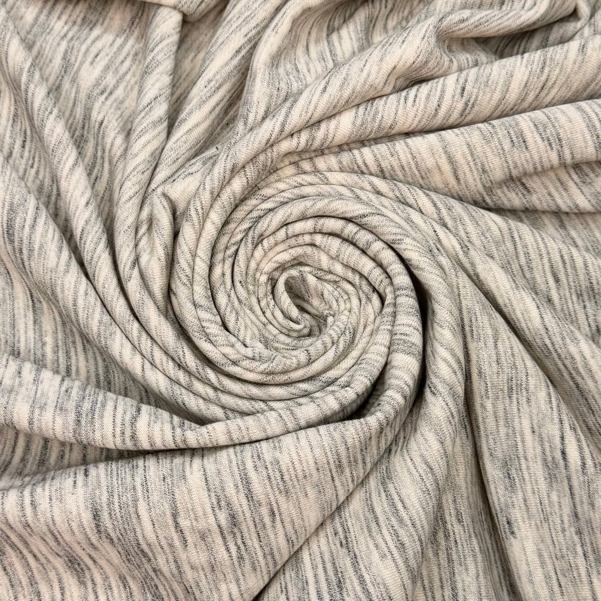 Knit Hacks - Jersey Fleece Organic Cotton/Poly Knit - Cream/Grey Abstract - 1M Bundle - True Deadstock fabric Fabric by private - Sustainable Textile | FABCYCLE