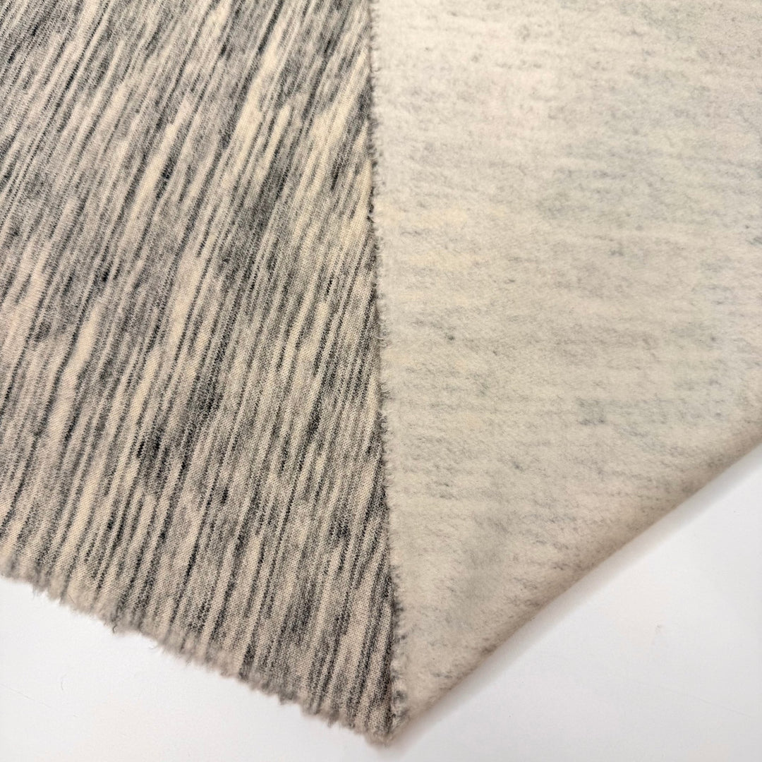 Knit Hacks - Jersey Fleece Organic Cotton/Poly Knit - Cream/Grey Abstract - 1M Bundle - True Deadstock fabric Fabric by private - Sustainable Textile | FABCYCLE