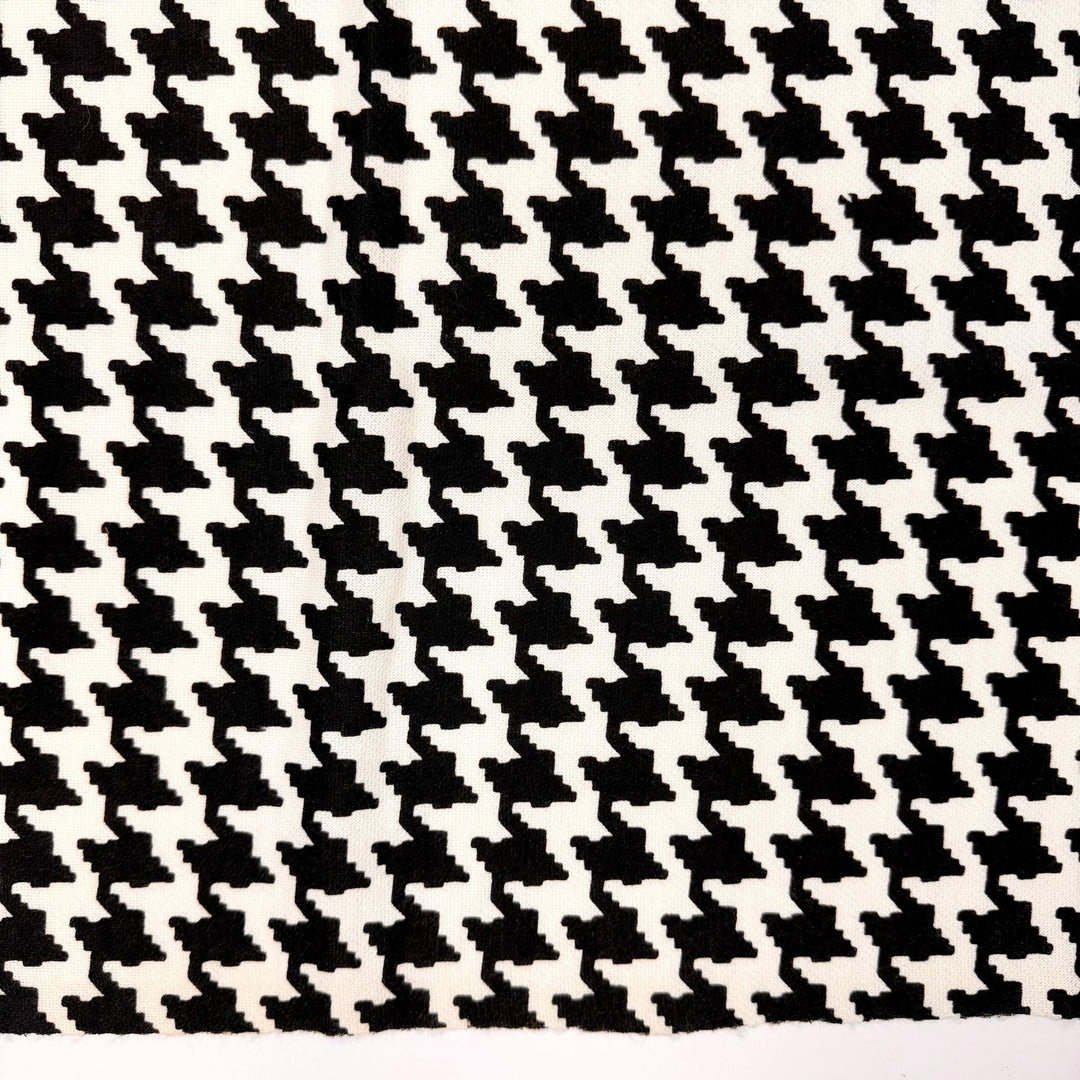 Knits For Days - Jersey Fleece Polyester Blend Knit - Black/White Houndstooth - 2M Bundle - True Deadstock fabric Fabric by private - Sustainable Textile | FABCYCLE