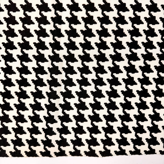 Knits For Days - Jersey Fleece Polyester Blend Knit - Black/White Houndstooth - 2M Bundle - True Deadstock fabric Fabric by private - Sustainable Textile | FABCYCLE