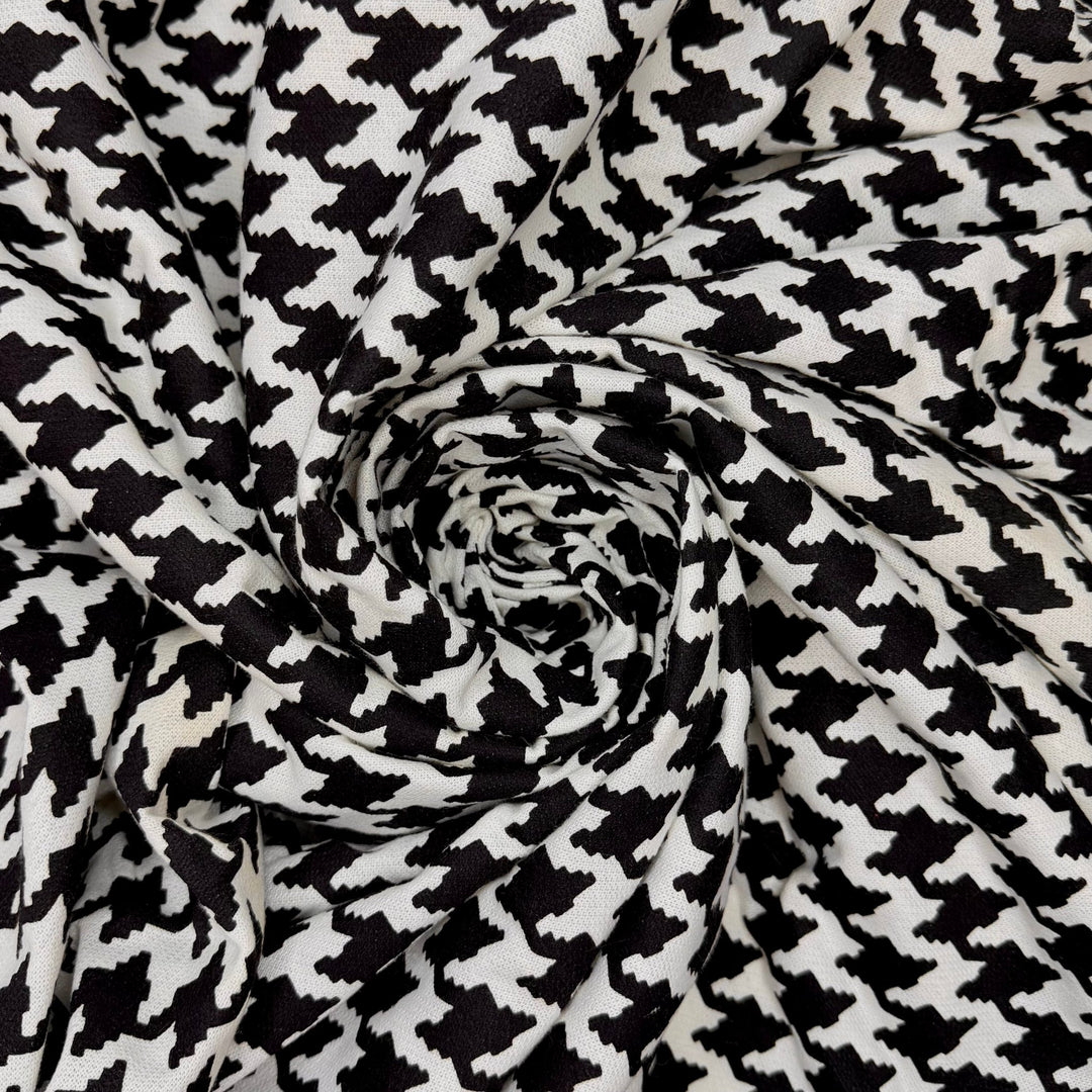 Knits For Days - Jersey Fleece Polyester Blend Knit - Black/White Houndstooth - 2M Bundle - True Deadstock fabric Fabric by private - Sustainable Textile | FABCYCLE