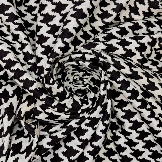 Knits For Days - Jersey Fleece Polyester Blend Knit - Black/White Houndstooth - 2M Bundle - True Deadstock fabric Fabric by private - Sustainable Textile | FABCYCLE