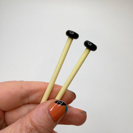 Knitting Needles Size 5 Tools - Cream/Black - Individual - True Deadstock supplies Fabric by private - Sustainable Textile | FABCYCLE