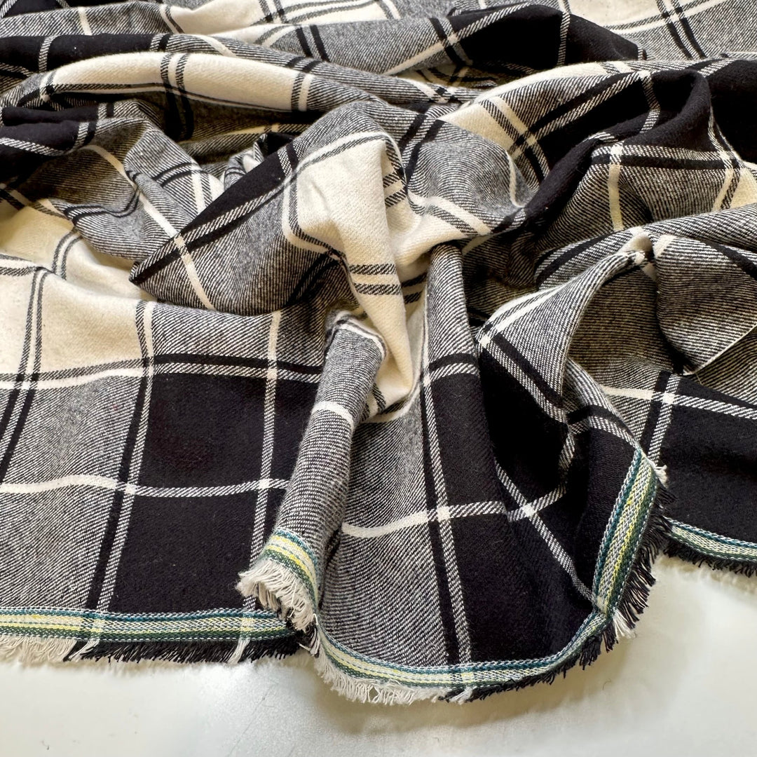 Knowing You Can Fix Anything - Flanelette Cotton Woven - Black/White Plaid - 3.1M Bundle - True Deadstock fabric Fabric by private - Sustainable Textile | FABCYCLE