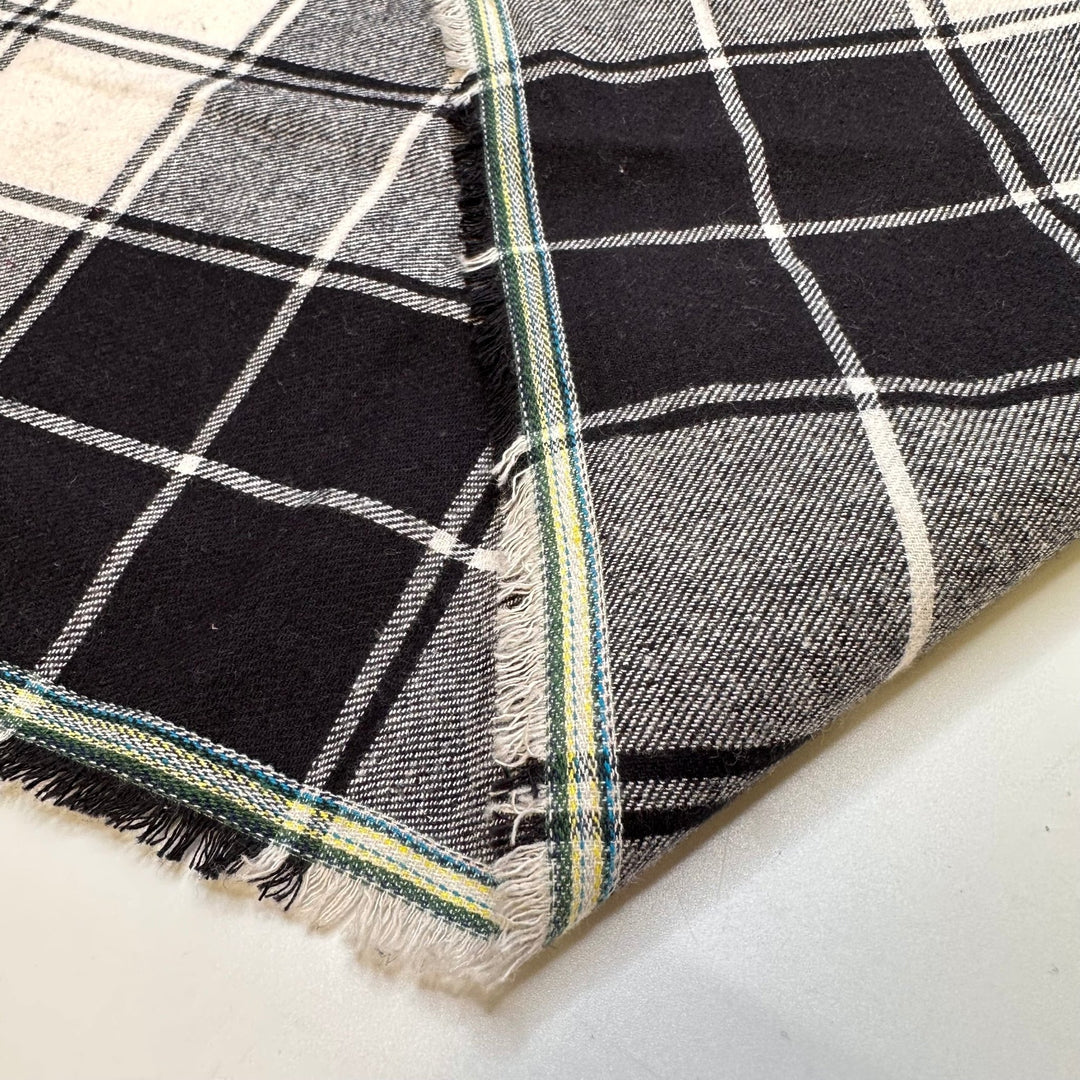Knowing You Can Fix Anything - Flanelette Cotton Woven - Black/White Plaid - 3.1M Bundle - True Deadstock fabric Fabric by private - Sustainable Textile | FABCYCLE