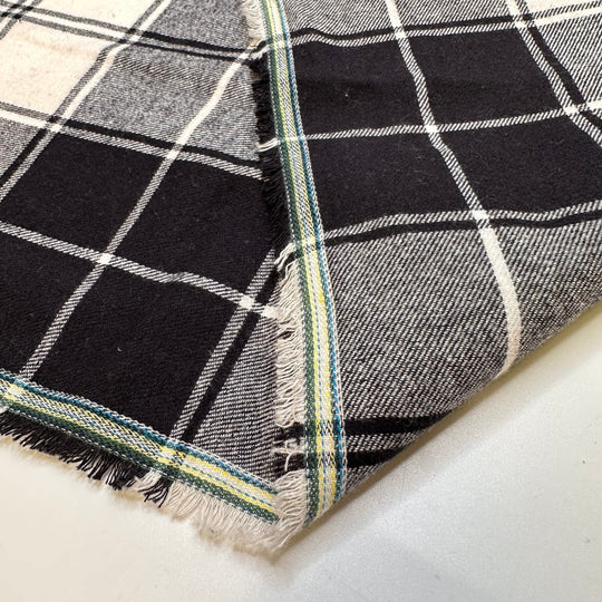 Knowing You Can Fix Anything - Flanelette Cotton Woven - Black/White Plaid - 3.1M Bundle - True Deadstock fabric Fabric by private - Sustainable Textile | FABCYCLE