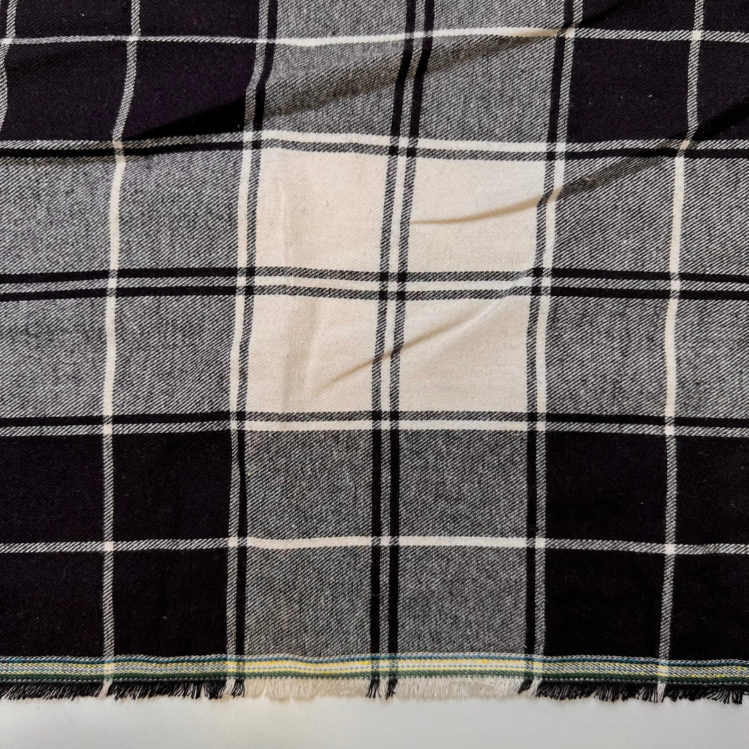 Knowing You Can Fix Anything - Flanelette Cotton Woven - Black/White Plaid - 3.1M Bundle - True Deadstock fabric Fabric by private - Sustainable Textile | FABCYCLE