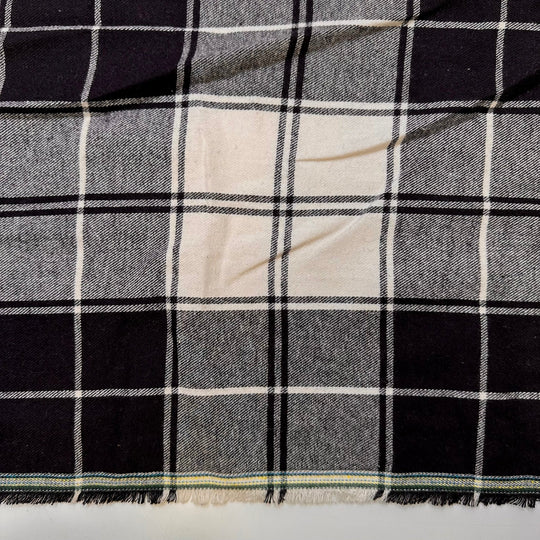 Knowing You Can Fix Anything - Flanelette Cotton Woven - Black/White Plaid - 3.1M Bundle - True Deadstock fabric Fabric by private - Sustainable Textile | FABCYCLE