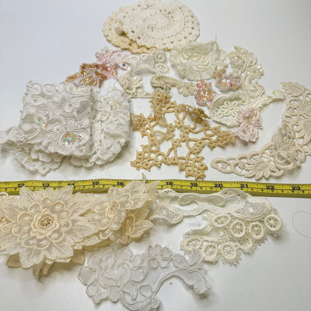 Lace Applique Accessories - White/Cream - 15 Pack - True Deadstock supplies Fabric by private - Sustainable Textile | FABCYCLE