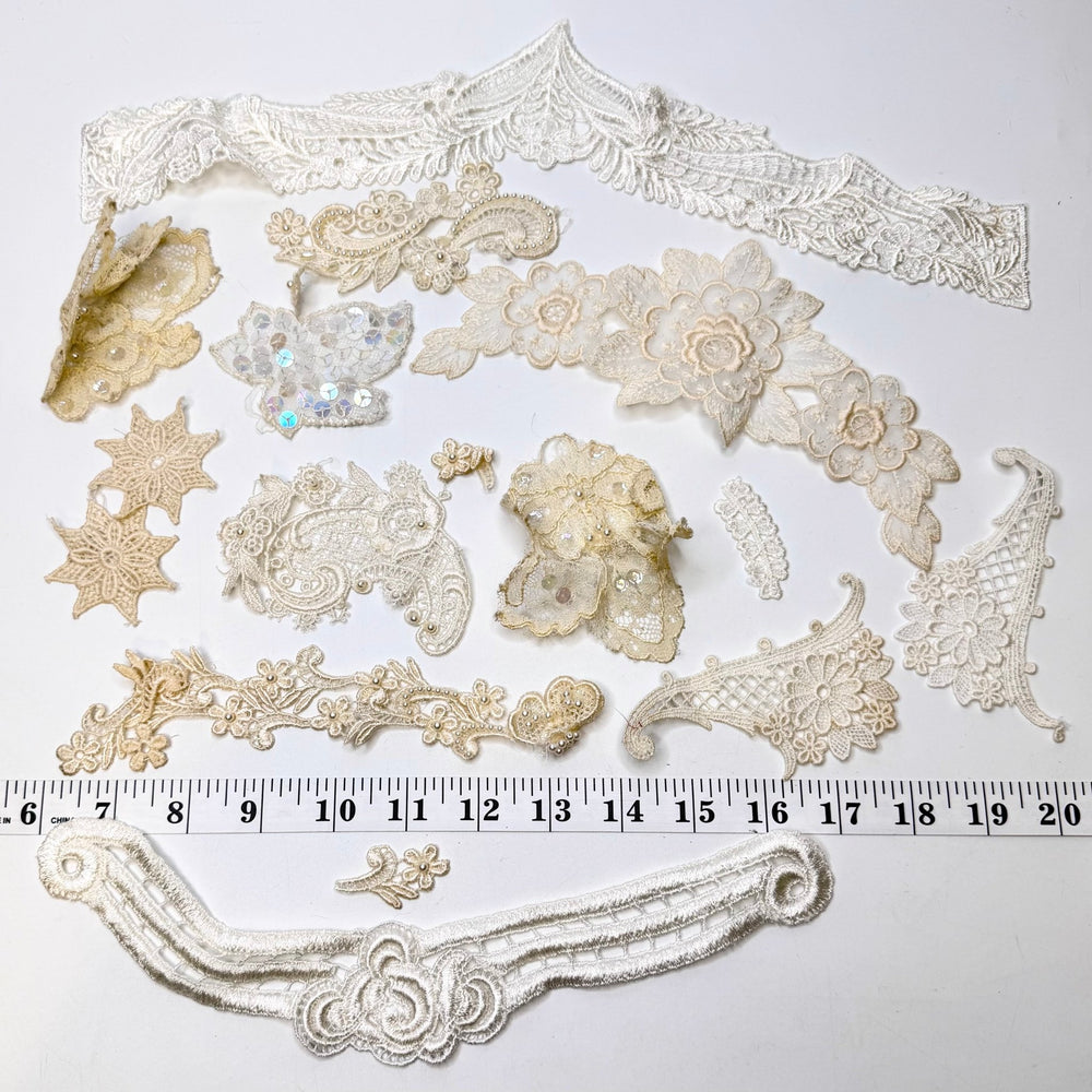 Lace Applique - White/Cream - 15 Pack - True Deadstock supplies Fabric by private - Sustainable Textile | FABCYCLE