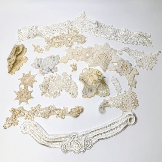 Lace Applique - White/Cream - 15 Pack - True Deadstock supplies Fabric by private - Sustainable Textile | FABCYCLE