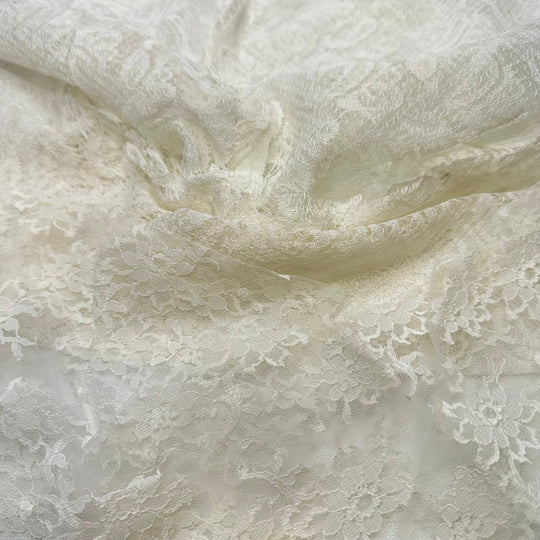 Lace Scrap Pack - Lace Synthetic Blend Knit - White Floral - True Deadstock fabric Fabric by private - Sustainable Textile | FABCYCLE