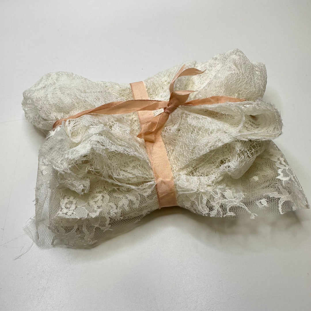 Lace Scrap Pack - Lace Synthetic Blend Knit - White Floral - True Deadstock fabric Fabric by private - Sustainable Textile | FABCYCLE