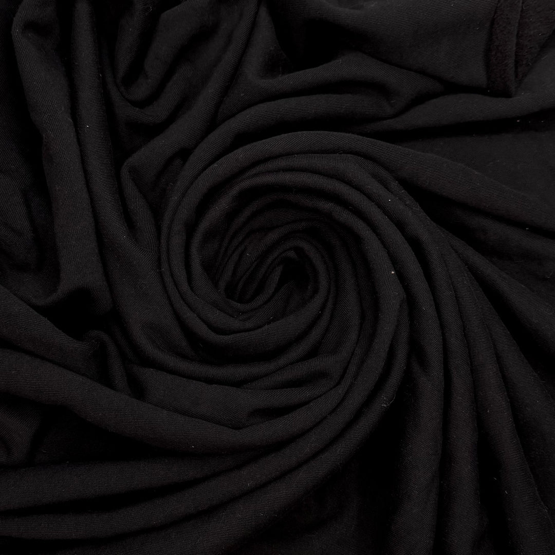 Lace Up Your Hiking Boots - Brushed French Terry Cotton Blend Knit - Black - 2.15M Bundle - True Deadstock fabric Fabric by private - Sustainable Textile | FABCYCLE