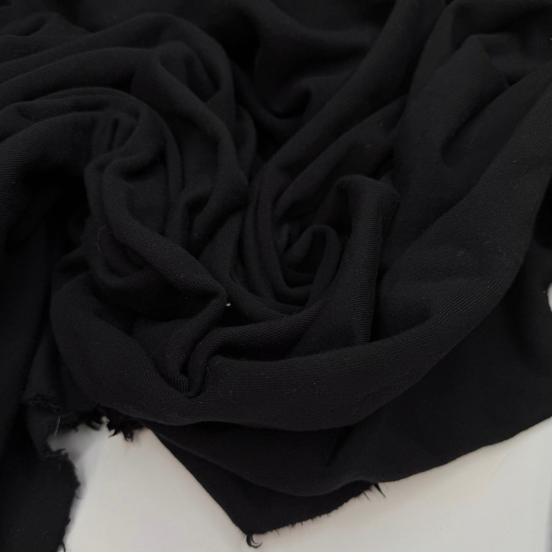 Lace Up Your Hiking Boots - Brushed French Terry Cotton Blend Knit - Black - 2.15M Bundle - True Deadstock fabric Fabric by private - Sustainable Textile | FABCYCLE