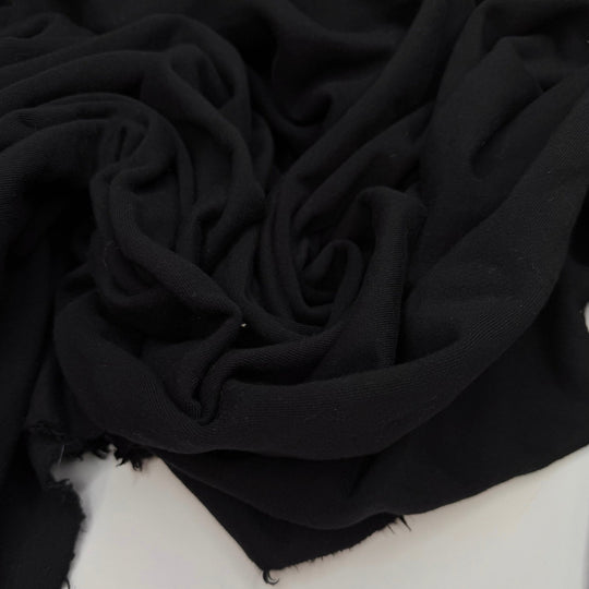 Lace Up Your Hiking Boots - Brushed French Terry Cotton Blend Knit - Black - 2.15M Bundle - True Deadstock fabric Fabric by private - Sustainable Textile | FABCYCLE