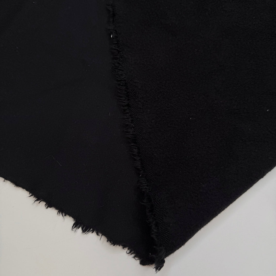 Lace Up Your Hiking Boots - Brushed French Terry Cotton Blend Knit - Black - 2.15M Bundle - True Deadstock fabric Fabric by private - Sustainable Textile | FABCYCLE